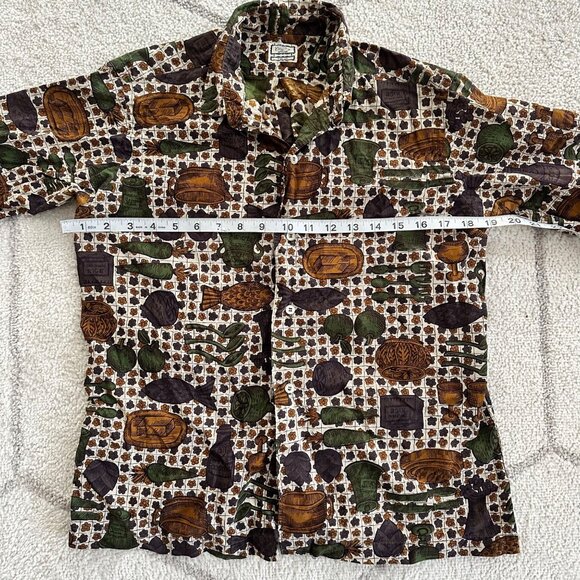Vintage 60s/70s 'The Country Shirt' Kitchen Food Print Button-Up Novelty Print B - Picture 5 of 8